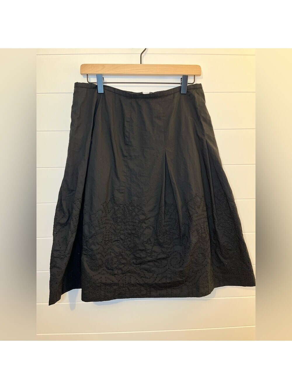 TALBOTS Elegant Black Women's A-Line Skirt 100% cotton boho preppy